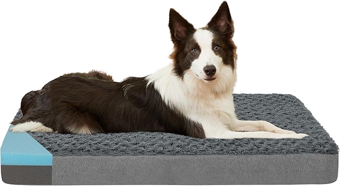 GOHOO PET Orthopedic Memory Foam Bed for Large Dogs, Waterproof Cooling Pet Mats for Crate with Removable Washable Cover,Ideal for Arthritic Dogs (Large plus-36"x 27" x 3", Rose Plush)