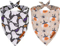 ADOGGYGO Halloween Dog Bandanas, Ghost Pumpkin Witch Scarf, Multi Size, Black Orange Halloween Bandanas for Extra Large Dogs Pets (X-Large)