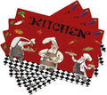 Chef Cooking Placemats Cartoon Rustic Vegetable Fruit Lattice Pastry Fat Chef Carrot Corn Gourmet Cookware Placemats Table Kitchen Dining Party 12x18 Inch Set of 6