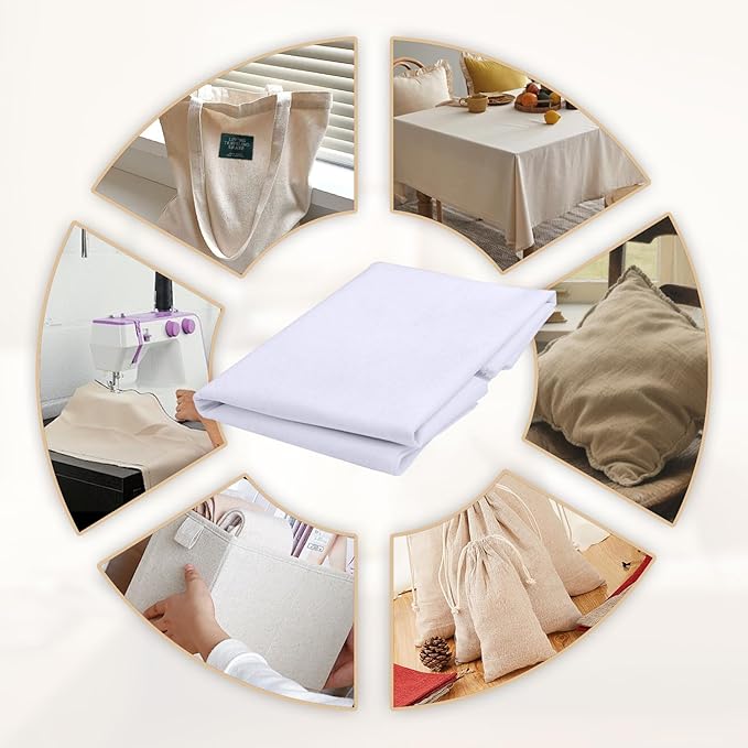 UBCGOTT 100% Cotton Muslin Fabric, 60 Inch X 3 Yards Bleached Muslin Linen Fabric by The Yard, Draping Fabrics Suitable for Sewing Embroidery, Crafts Material,Garments (White)