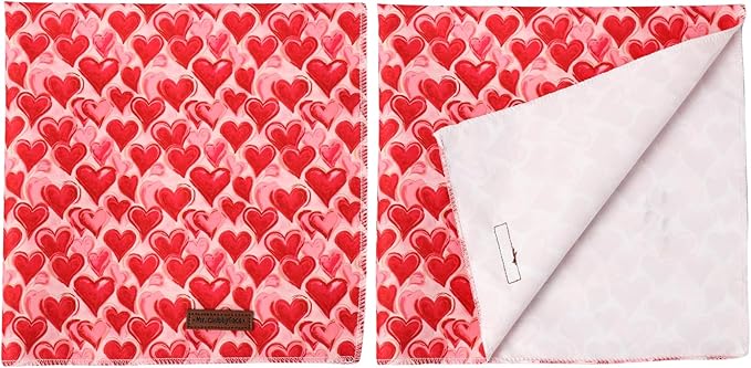 MR.CHUBBFACE Valentine's Dog Bandana, Cotton Valentine Red Heart Puppy Bandana, Adjustable Pet Pet Trangle Bibs Scarf
