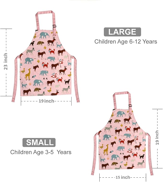Jennice House Kids Aprons, Cotton Children Aprons with Adjustable Neck Strap Child Chef Aprons