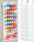 30 Pairs Over the Door Shoe Organizer, Transparent PVC Hanging Shoe Rack for Closet, 10-Tier Door Shoes Storage, Crystal-Clear Visibility Fit All the Family's Sneakers, Boots, Heels, White Frame
