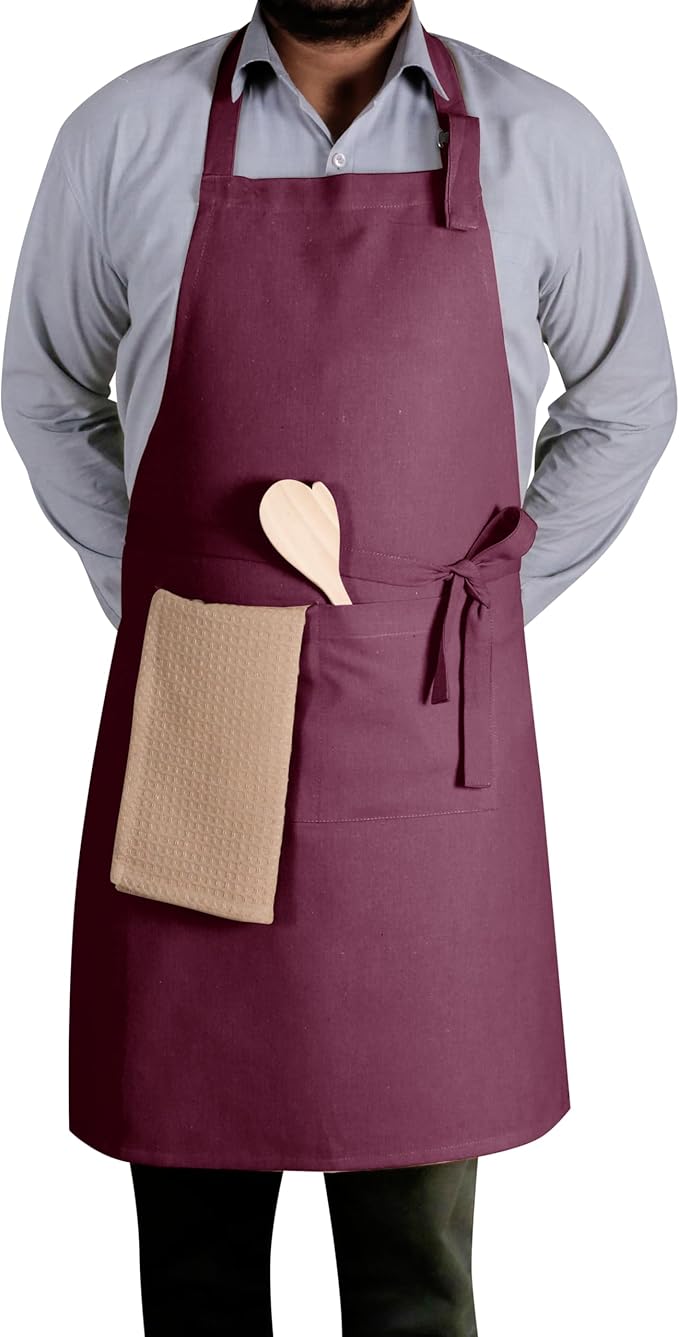 Native Fab Kitchen Apron 2 Pack - 100% Cotton Adjustable, Durable Apron with Pockets, Perfect for Cooking, Baking, Grilling