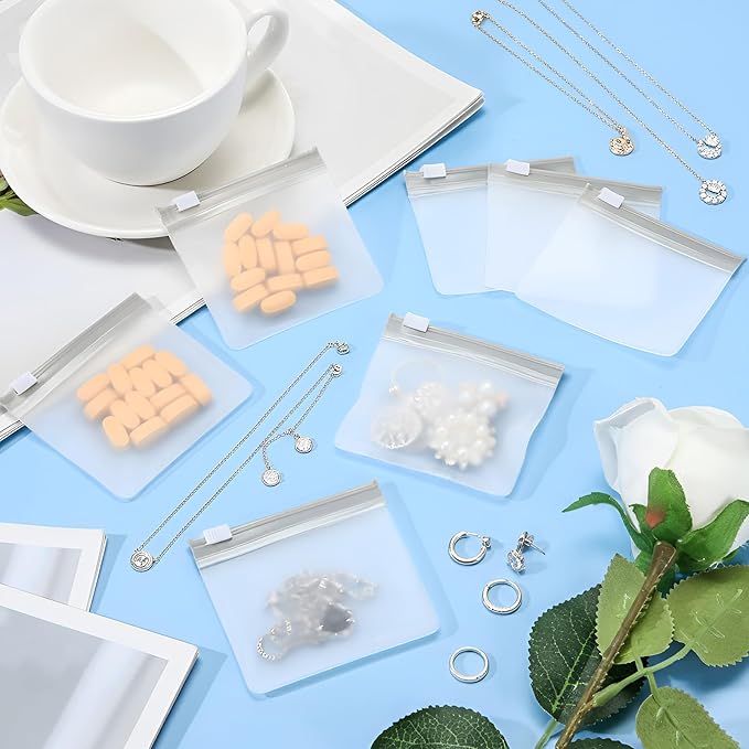 Handepo 24 Pieces Pill Pouch Bags Zippered Set Reusable Translucent Medicine Organizer Sealing Travel Plastic Bags with Slide Lock for Storage(Gray)
