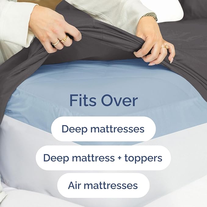 Extra Deep Pockets 400 Thread Count 100% Cotton 4 Piece King Size Bedding Sheet Set - Breathable & Cooling - Hotel Luxury Bed Sheets Set - Extra Soft, Wrinkle Free & Comfy Dark grey Bedding Sheet Set