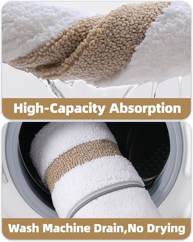 Color&Geometry Bathroom Rugs, Water Absorbent and Quick Dry Microfiber Bath Rugs-16"x24", Non-Slip, Machine Washable, Extra Soft Plush Bath Mats for Bathroom, Laundry Room, Khaki