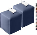 Tclouda Tissue Box Cover for PU Leather, Modern Simple Solid Color Holder Square Tissue Bag, Ideal for Bathrooms,Office,Car,Outdoor Tent,Dining Table,5"X5"X5", Double Navy Blue