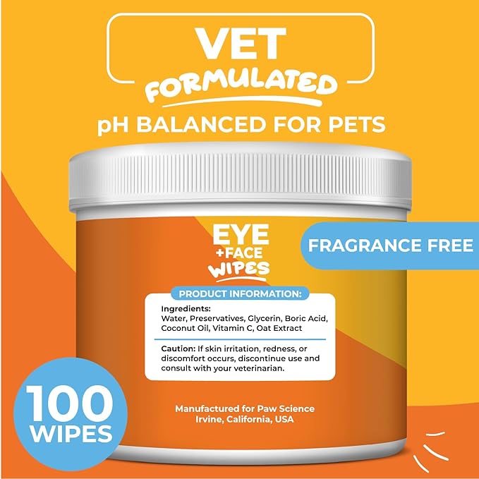 Paw Science Dog & Cat Ear Cleaner Wipes – Pet Finger Wipes for Cats & Dogs – Cleaning, Soothing, & Deodorizing Itchy Ears – Ear Relief Solution Wash (Unscented)