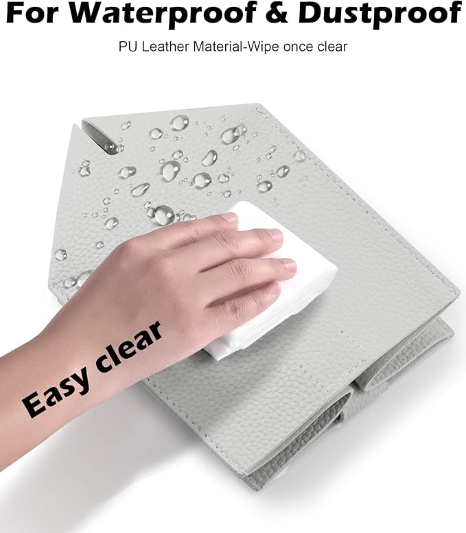 Tclouda Tissue Box Cover for PU Leather, Modern Simple Solid Color Holder Square Tissue Bag, Ideal for Bathrooms,Office,Car,Outdoor Tent,Dining Table,5"X5"X5", Double Light Grey