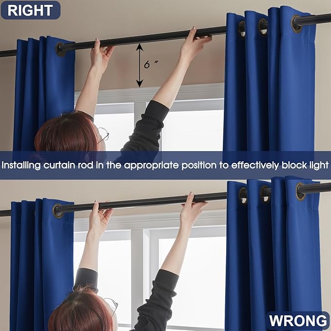 Rutterllow 2 Panels Full Light Blocking Curtains & Drapes for Bedroom - Antique Copper Bronze Grommet Window Treatment Blackout Curtain for Living Room (Navy Blue, 70 inch Width x 63 inch Length)