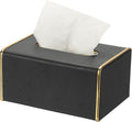 uxcell Tissue Box Cover, Rectangle Modern Tissue Box Holder with Magnetic Closure for Living Room Bedroom Office Hotel Desk (7.5"x5.1"x3.5", Black)