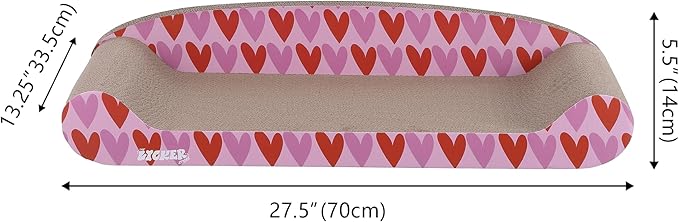 The LICKER Store CSR1004A Montego 27.5" Coastal Patterned Cardboard Lounge Bed Cat Scratcher with Catnip, Pink/Red