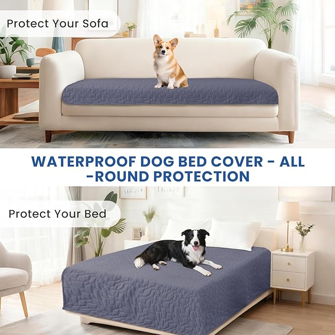 CYCMACO Waterproof Couch Covers for Pets, Waterproof Dog Bed Cover, Anti-Slip Soft Dog Blankets, Couch Cover for Dogs Washable, Pet Blanket for Puppy Large Dogs Cat (30x70 Inch, Grey Blue)