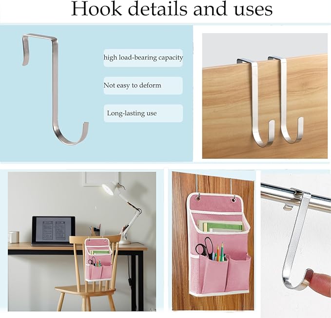 Someteth Hanging Basket for Organizing, Wall Organizer with Pockets and Over The Door Organizer，Can for Home, Closet, Office and Camper (2 Pink)