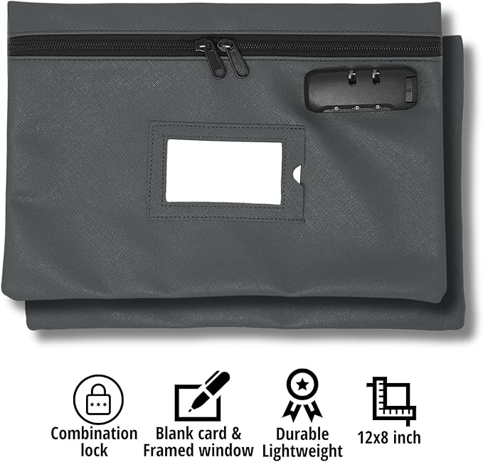 GIDABRAND Medicine Bag with Lock | 12x8 Inch Med Bag | Medication Bag for Traveling | Small Medication Travel Bag | Kids Medicine Bag | Pills Locking Zipper Pouch Storage Case Organizer (Grey)