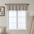 Lecloud Bessie Stone Valances for Windows 14 Inch Length 2 Pcs, Faux Linen Textured Cafe Kitchen Curtains, Rod Pocket Short Curtains, Window Valances for Bedroom Basement Bathroom, Each 30 W x 14 L