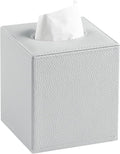 JLAMBOM PU Leather Tissue Box Cover Square Tissue Box Holder with Magnetic Closure, Decorative Tissue Holder for Bathroom Bedroom Office (Grey)