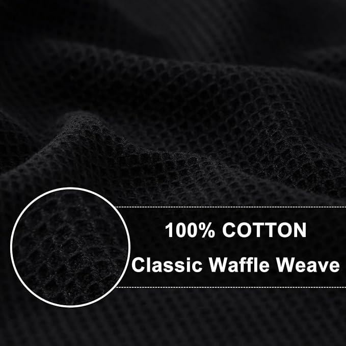 Homaxy 100% Cotton Waffle Weave Kitchen Towels - 12 Pack Soft and Absorbent Dish Towels - 16 x 26 Inches Quick Dry Hand Towels - Black