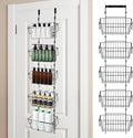 ziroland Over The Door Organizer – 5 Removable Hanging Baskets, Back of Door Storage for Bathroom, Kitchen, Pantry & Garage, No Tools Needed, 3 Installation Methods (Wall/Door Mount) Black