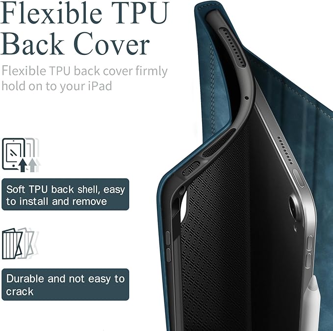 Antbox Case for iPad Air 11-inch M3 (2025) / M2 (2024), iPad Air 5th/4th Generation 10.9'' Vegan Leather with Pencil Holder Typing Angle Auto Sleep/Wake Muti-Stand