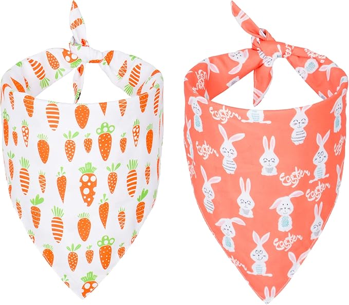 ADOGGYGO Easter Dog Bandana, Multiple Sizes Offered, Reversible Festival Pet Bandana Triangle Dog Scarf for Medium Large Dogs Pets (Large, Easter)
