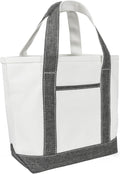 DALIX 14" Mini Small Cotton Canvas Party Favor Wedding Gift Tote Bag in Gray White
