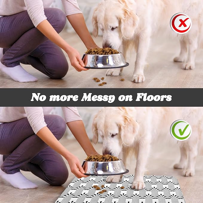 Dog Food Mats for Floors Waterproof, Dog Cat Water Bowl Mats Pet Feeding Absorbent Mat Dog Cat Pet Placemats for Food and Water Bohemia 17 * 30 inch