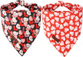 ARING PET Valentine's Dog Bandana 2 Pack-Cute Black&Red Heart Dog Triangle Bibs, Reversible Wedding Pet Scarf for Dogs and Cats
