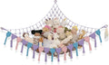 Abby Baby Extra Large Stuffed Animal Storage Hammock Corner with LED Lights – 25LB Capacity Hanging Toy Net for Small or Large Plushies, Boho Macrame Squishmallow, Plush Net, Purple