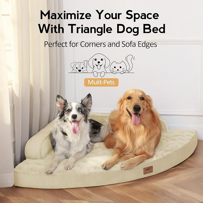 MEKIY Large Orthopedic Dog Bed with Sides XXXL Dog Beds with Removable Washable Cover Non-Slip Waterproof Pet Bed for Extra Large Dogs - Beige XXXL
