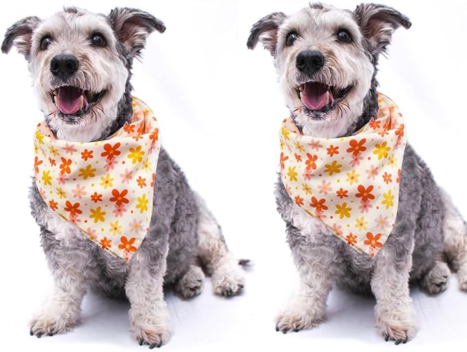 Bubblepup Floral Dog Bandanas, Soft Cotton Girl Dog Bandanas for Small Medium Large Dogs