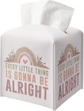 Cute Decorative Tissue Box Cover Square, Tissue Box Cover Square with Belt Bottom, Inspirational Quote Gift Ideas for Friends, Every Little Thing Desk Decor Bathroom Office-(5.2 Inches) A20