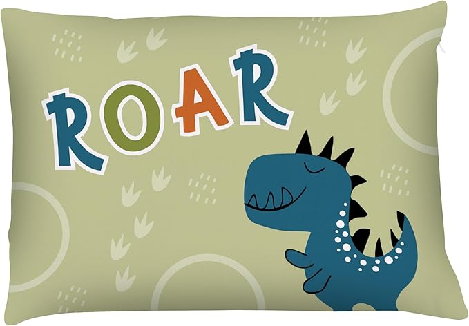 Kids Dinosaur Throw Pillow - 14" x 20" - Double-Sided Printing - Cover Only - Kids Bedroom Accent Pillow - Nursery Decor - Printed in USA