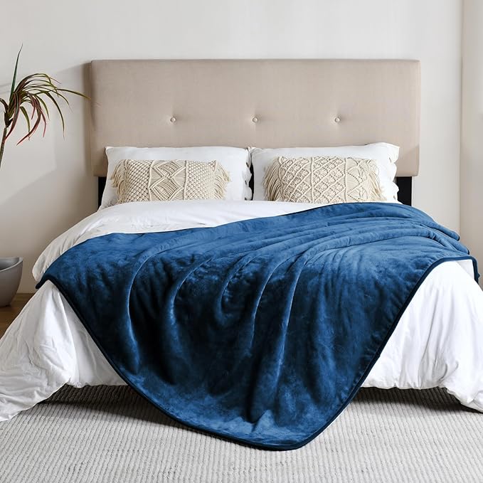 Yaning Waterproof Blanket for Bed Couch Sofa, Soft Liquid Pee Proof Pet Blanket for Dog Puppy Cat, Reversible Sherpa Fleece Furniture Protector (Navy Blue, 50x60 inches)