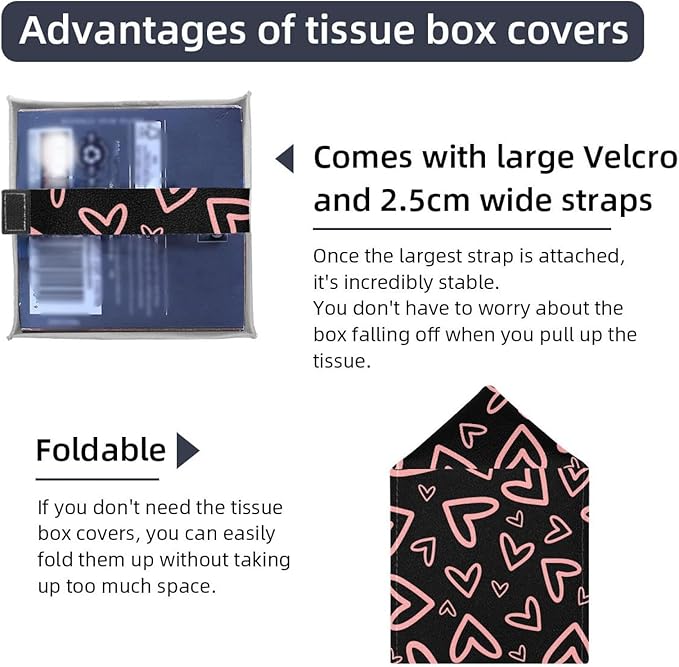2 Pack Pink Hearts Tissue Box, Hotel and Restaurant Paper Towel Box