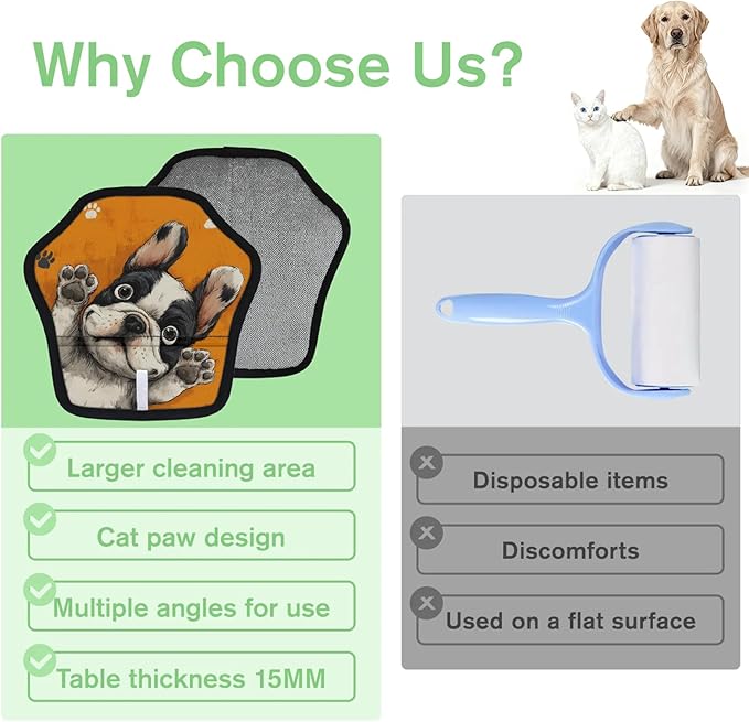 Hanxuanyifan French Bulldog Pet Hair Removal Glove for Dogs & Cats,2 PCS Newly Upgraded Reusable Electrostatic Pet Hair Gloves,Dog Hair Remover Tool for Clothing,Couch,Carpet,Car Seat