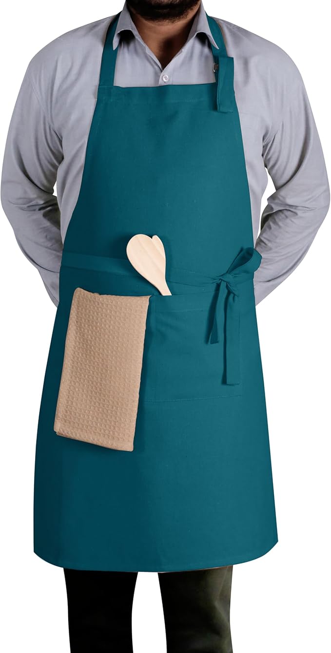 Native Fab Kitchen Apron 2 Pack - 100% Cotton Adjustable, Durable Apron with Pockets, Perfect for Cooking, Baking, Grilling