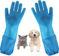 GALYNA Dog Washing Gloves, Pet Grooming Gloves with Soft Brushes, Bathing and Massaging for Dogs and Cats, Silicone Heat Resistant Cleaning Gloves with High-Density Teeth (Blue)