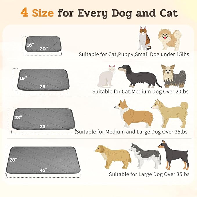 NWK Fluffy Self Warming Cat Mat, Cat Blanket, Thermal Dog Mat, Washable, Non-Slip Bottom for Sofa & Crate & Kennel & Car Seat (Misty Gray, Small (20'' X 16'' X 0.4''))
