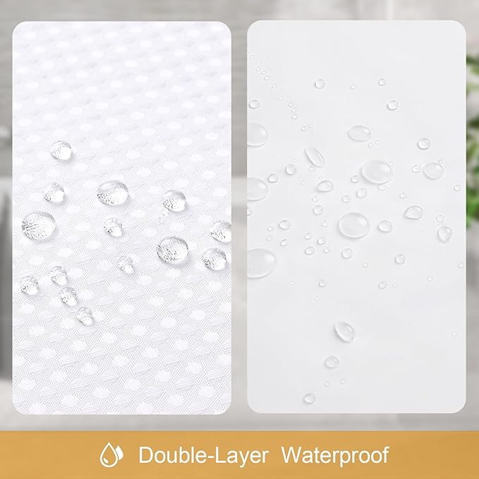 Craidlela 3 in 1 Extra Long Shower Curtain Set-72 W x 84 H, White Waffle and PEVA Liner Set with 12 Stainless Steel Hooks, Waterproof Fabric for Bathroom