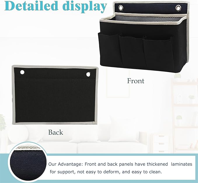 Someteth Wall Hanging Organizer Bag/Hanging Baskets with Large Mesh Compartment & 3 Pockets，Over the Door Organizer Space Saving Storage for Bedroom,RV Camper, Closet (Black-1pack)