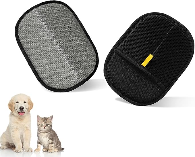 2 Pcs Pet Hair Removal Glove,Upgraded Electrostatic Pet Hair Removal Gloves - Reusable Electrostatic Dog/Cat Hair Remover Mitt & Pet Grooming Gloves for Couch,Upgraded Pet Hair Remover Glove (Black)
