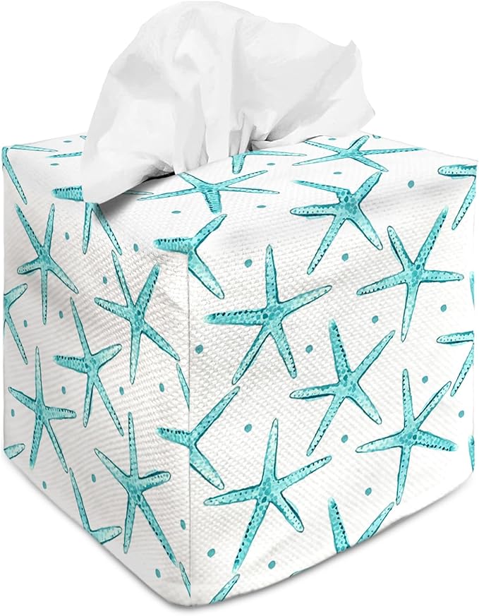 Tissue Box Cover Square Decorative Tissue Box Holder Cute Funny Cube Tissue Case Cover-Starfish Tissue Box Cover
