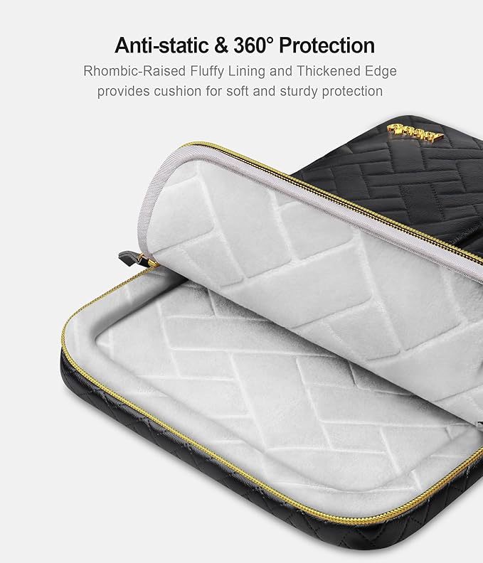 Lacdo 360° Protective Laptop Sleeve Case for 15 inch New MacBook Air M4 A3241 2025, M3 A3114, M2 A2941 2024-2023, 15 inch MacBook Pro A1990 A1707, Dell XPS 15 Plus 2022-2020 Computer Bag,Elegant Black