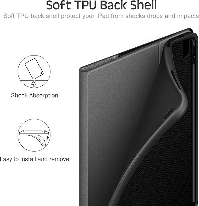 KingBlanc Case for iPad (A16) 11th Generation 11 Inch 2025, iPad 10th Gen 10.9 Inch 2022 with Pencil Holder, PU Leather Protective Cover, Auto Sleep/Wake, Viewing/Typing Angle, Magnetic Clasp, Black