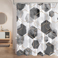 Litabel Modern Long Shower Curtain for Bathroom, Grey Geometric Art Decor Waterproof Bath Curtain, Abstract Fabric Shower Curtain Sets for Home Decor, 72x78 Inch