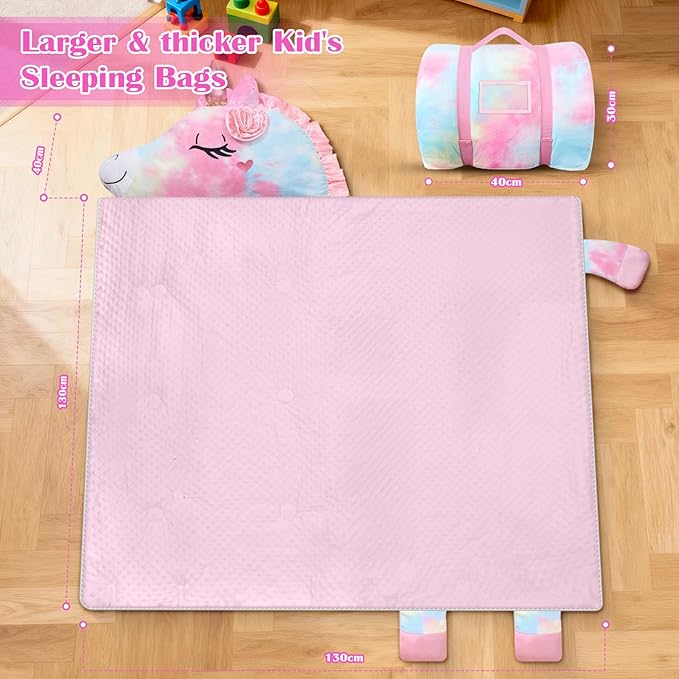 Toddler Nap Mat,Elephant Kids Sleeping Bag 67‘’×27‘’,Extra Large Slumber Bag Thick with Removable Pillow for Girls Boys,Soft Plush Roll Up Sleeping Mat Lightweight for Preschool,Daycare,Travel