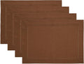 Solino Home Linen Placemats Set of 4 - Classic Hemstitch Brown Placemats 14 x 19 Inch - 100% Pure Linen Table Mats