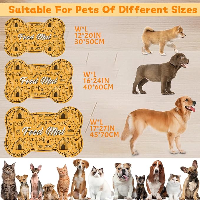 Pet Feeding Mat - Absorbent Dog Food Mat for Floors Waterproof，Dog Cat Placemat Mat for Food and Water Bowls - No Stains No Sliding Quick Dry Water Eating Dish Mat
